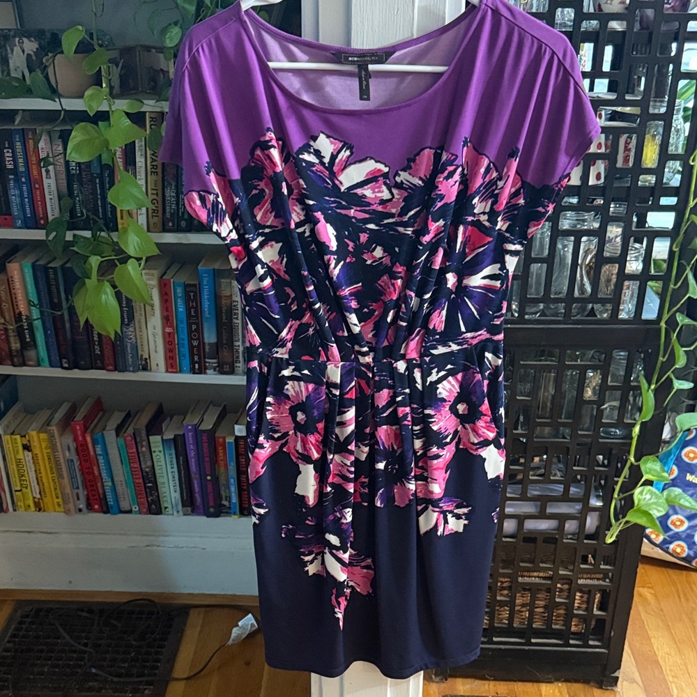 BCBG Purple and Pink Floral Women's Dress